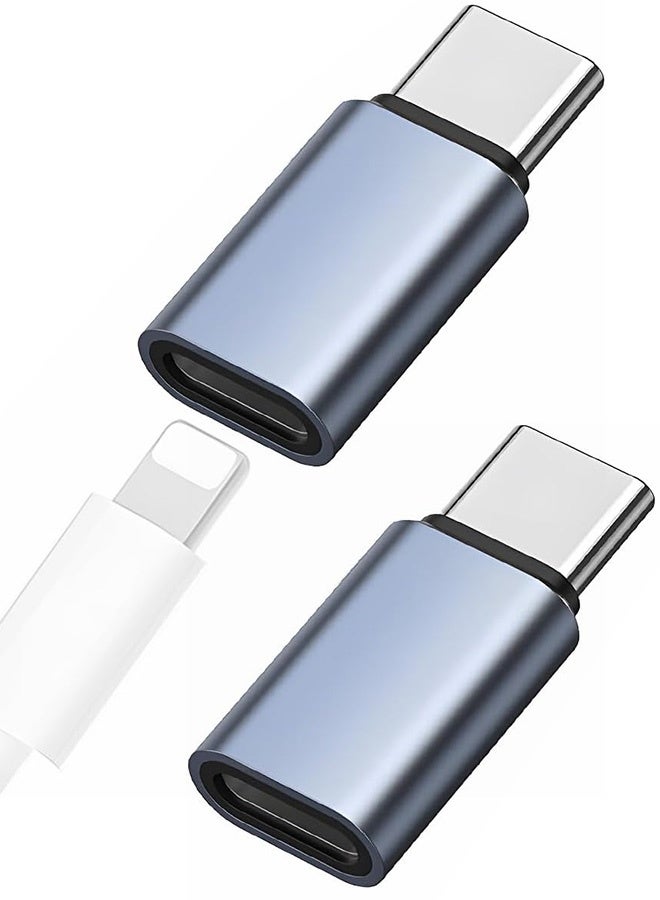Tersely 2-Pack Lightning Female to USB C Male Adapter, PD 3.0 Fast Charging & Data Transfer Converter, Not for Headphone/OTG, for iPhone 17/16 Pro Max/15, Samsung Galaxy, MacBook Pro/Air