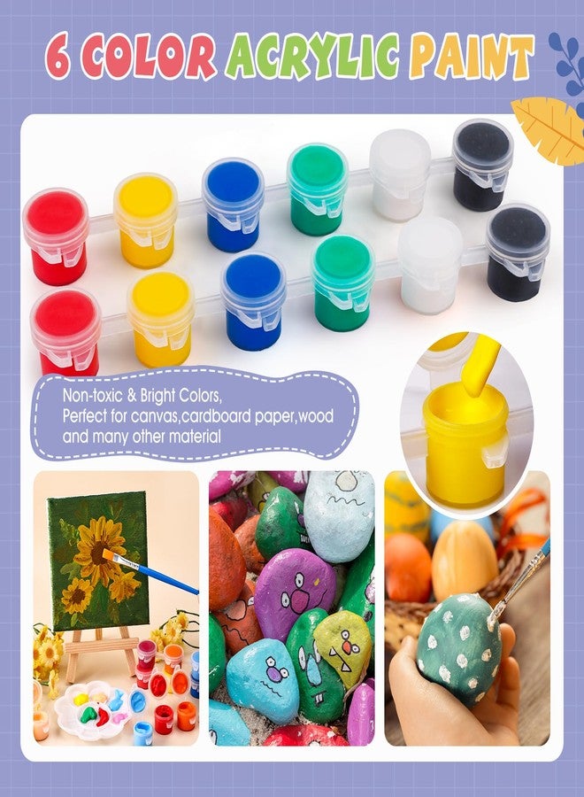 ESRICH 6 Set Mini Acrylic Paint Kit,Minis Stretched Canvas with Easel,Acrylic Paint Strips,Paint Palettes,Painting Brushes, Mini Canvas and Easel Set for Kids Artists Beginner,Gift - Image 5