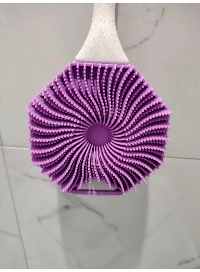 Silicone Body Scrubber，Exfoliating Body Scrubbers for use in Shower,Silicone Body Brush for Showering and Anti-Slippery Handles for All Skin Types (Purple) - Image 3