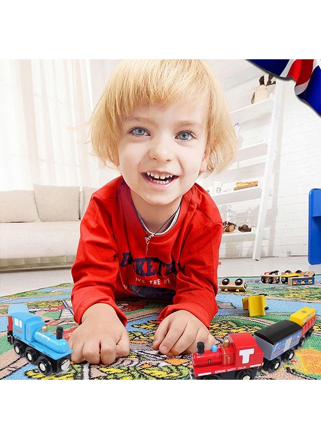 Beauenty Train Set 85PCS Wooden Train Tracks & Trains for Kids Battery Operated Action Locomotive (Magnetic Connection) Wooden Train Toys Gift for 3-7 Years Old Toddlers & Kids (A)  - Image 5