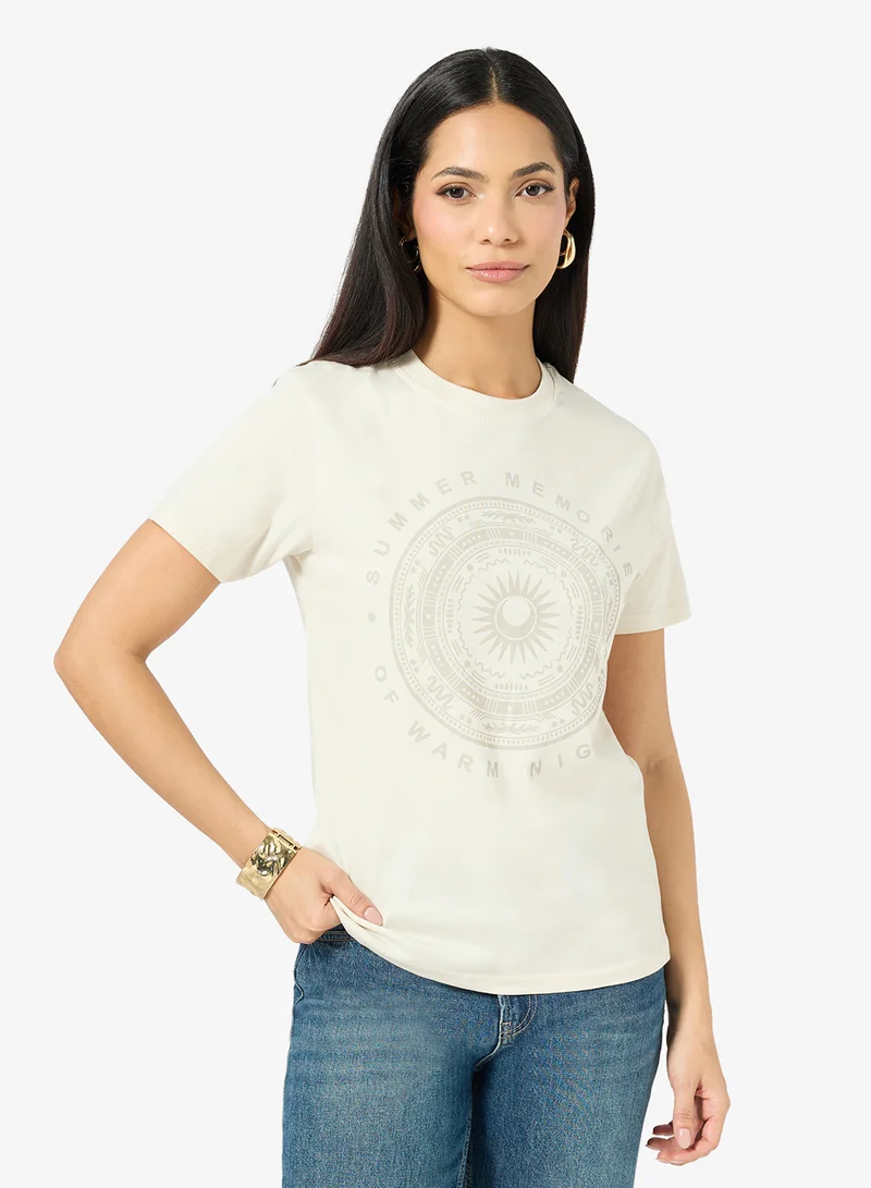 ريبلز مع نمشي Ladies Crew Neck Printed T-shirt