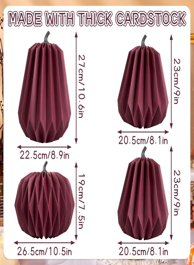 Homarkable 4 Pcs Paper Pumpkin Centerpieces, Fall Table Decorations for Thanksgiving, Autumn Party & Harvest Home Décor, Reusable Thick Paper Pumpkins with Magnetic Closure, 3 Sizes - Image 2