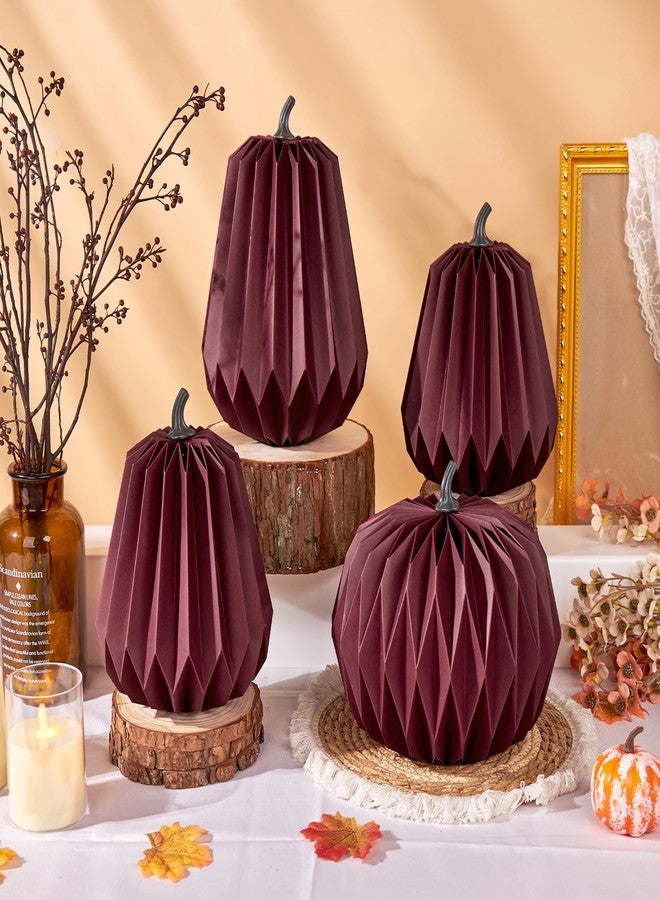 Homarkable 4 Pcs Paper Pumpkin Centerpieces, Fall Table Decorations for Thanksgiving, Autumn Party & Harvest Home Décor, Reusable Thick Paper Pumpkins with Magnetic Closure, 3 Sizes - Image 1