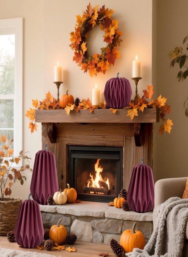 Homarkable 4 Pcs Paper Pumpkin Centerpieces, Fall Table Decorations for Thanksgiving, Autumn Party & Harvest Home Décor, Reusable Thick Paper Pumpkins with Magnetic Closure, 3 Sizes - Image 4
