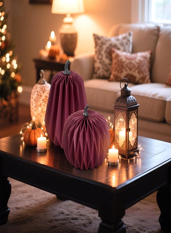 Homarkable 4 Pcs Paper Pumpkin Centerpieces, Fall Table Decorations for Thanksgiving, Autumn Party & Harvest Home Décor, Reusable Thick Paper Pumpkins with Magnetic Closure, 3 Sizes - Image 5