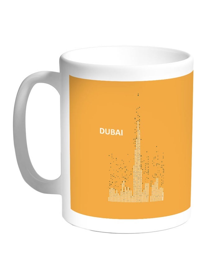 RYN Dubai Towers Printed Coffee Mug Orange/White 11ounce