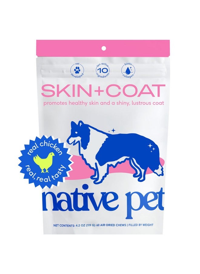 native pet - Skin And Coat Chews For Dogs  Made With WildCaught Salmon Oil For Dogs Skin And Coat  Omega 3 For Dogs  Dog Shedding Supplement For Dog Hair Loss Treatment, Dog Hair Regrowth  60 Chews - Image 1