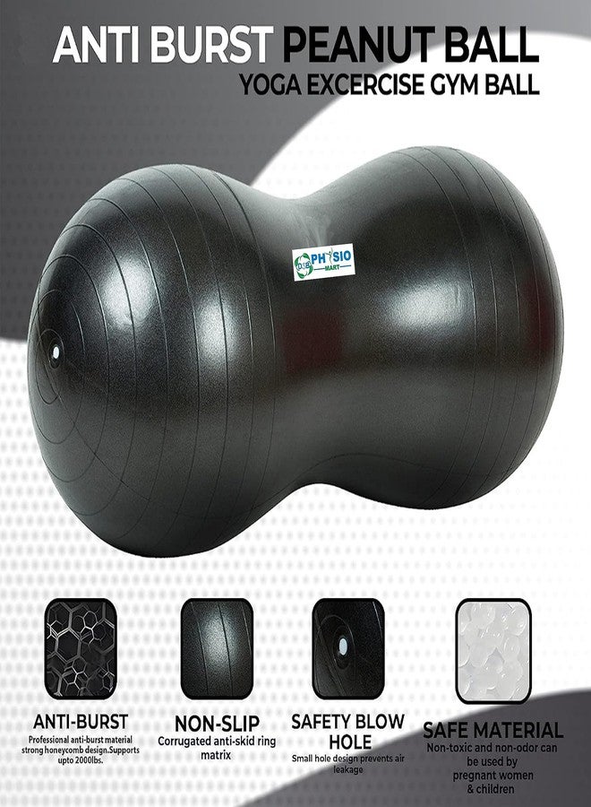 DSB PHYSIO MART Physio Therapy Peanut Ball with Pump 50cm Shaped Swiss Stability Yoga Exercise Balance Ball for Kids, Labor Birthing, Fitness, Gym Workout - Image 3