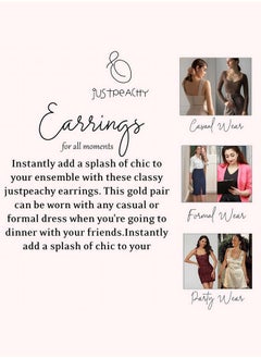 Just Peachy Just Peachy Set of 3 Gold-Toned & White Contemporary Stud Earrings, Elegant, Versatile Jewelry for Every Occasion, Lightweight, Hypoallergenic, and Durable Studs - Perfect for Women  - Image 5