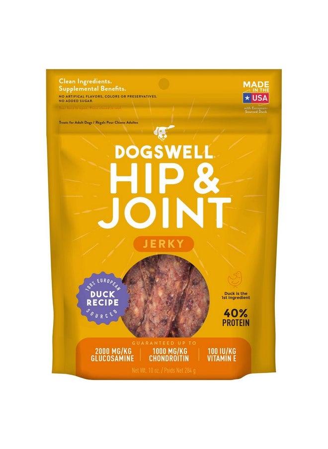Dogswell - DOGSWELL Jerky Hip and Joint Dog Treats Grain Free Made in USA Only, Glucosamine and Chondroitin, 10 oz Duck (842194) - Image 1