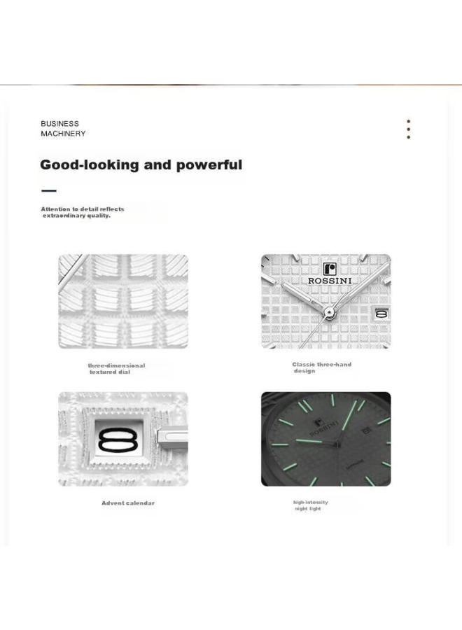 Rossini Women'S Quartz Watch With White Dial And Leather Strap, Birthday Gift For Girlfriend, Chinese Watch, Fashionable With Luminous Date Display 50098 - Image 3