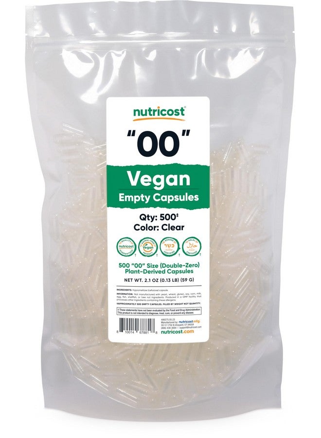 كبسولات Nutricost الفارغة الحجم 00 نباتية - 500 كبسولة نباتية فارغة شفافة - معتمدة كوشير، معتمدة حلال، غير معدلة وراثيًا، خالية من الصويا، خالية من الجلوتين، نباتية - Image 1