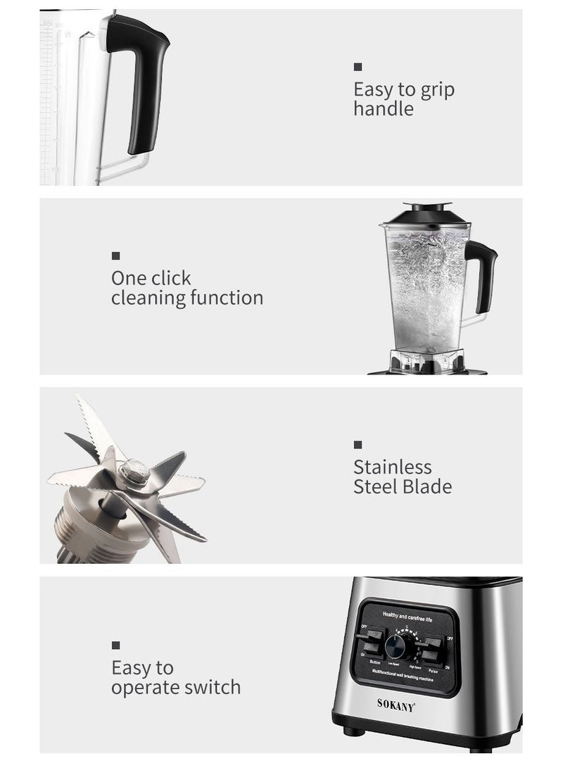 سوكاني خلاط عالي السرعة 1000 واط بسعة 2.5 لتر مع 9 سرعات قابلة للتعديل – قابس بريطاني، خلاط طعام وسحق ثلج للاستخدام المنزلي والتجاري - Image 5