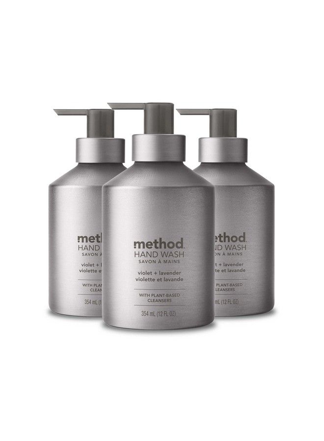 Method Gel Hand Soap Violet + Lavender Reusable Silver Aluminum Bottle 12 Oz 3 Pack - Image 2