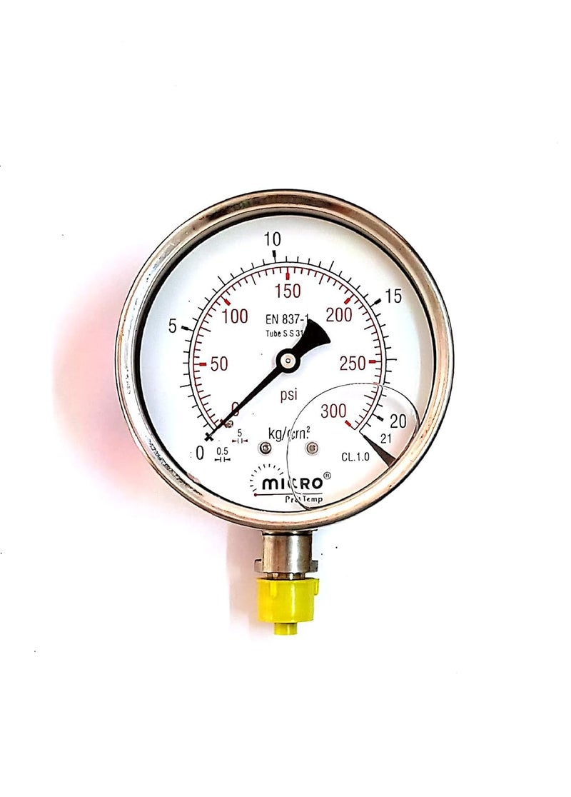 Generic STAINLESS STEEL pressure gauge borden tube pressure gauge hydraulic pressure gauge water pressure meter OIL PRESSURE METER 14KGCM2 OR 210PSI  - Image 1