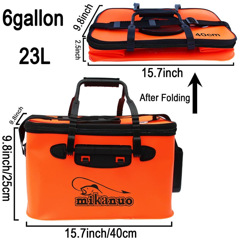 Sunglow Fishing Bucket,Foldable Fish Bucket, Multi-Functional EVA Fishing Bag for Outdoor, Live Fish Lures Bucket and Fish Protection Bucket,10GAL/8GAL/6GAL/4.8GAL/3GAL Live Fish Container(6GAL/Orange) - Image 2