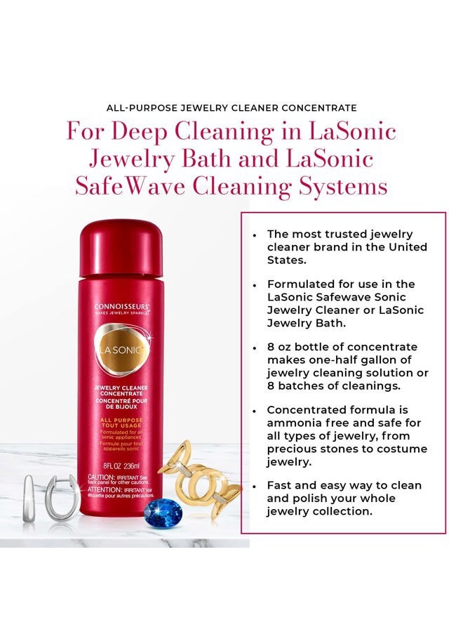 CONNOISSEURS LaSonic All-Purpose Jewelry Cleaner Concentrate - 8 fl oz - Formulated for LaSonic SafeWave and Jewelry Bath Sonic Cleaning Devices - Image 2