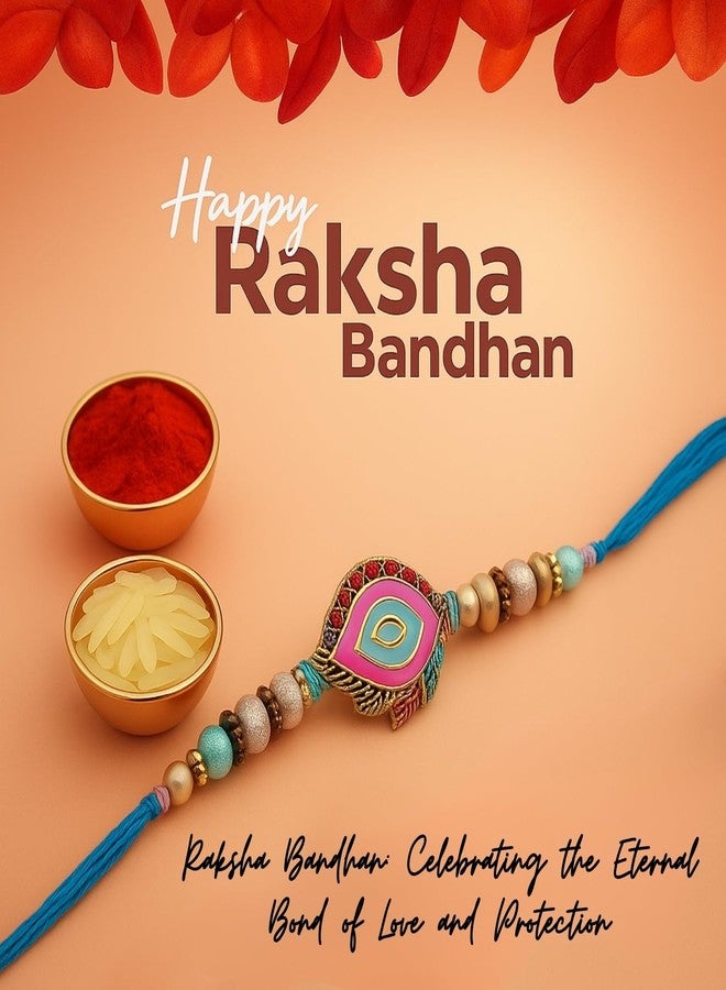 Sage Square Rakhi for Brother, Bhai with Roli Chawal | Raksha Bandhan | Designer Beads, Stones, Decorative Work | Stylish Handcrafted Rakhi Gifting for Sibling Festival Celebration (Type 21) - Image 2