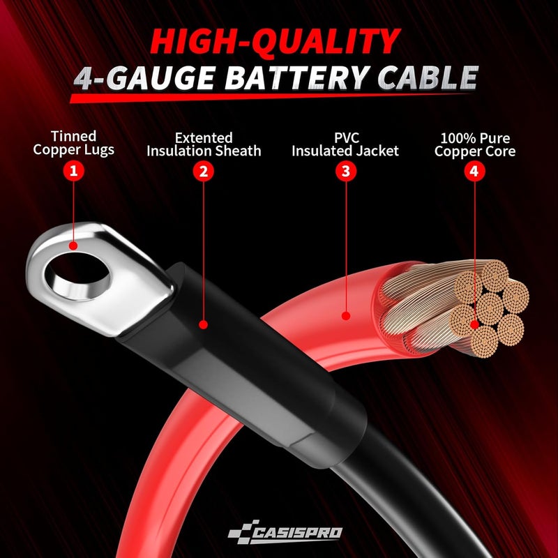 CASISPRO Golf Cart Battery Cables for EZGO TXT 1994-UP 36&48V, 7 PCS 4 Gauge Wiring Kit - Image 2