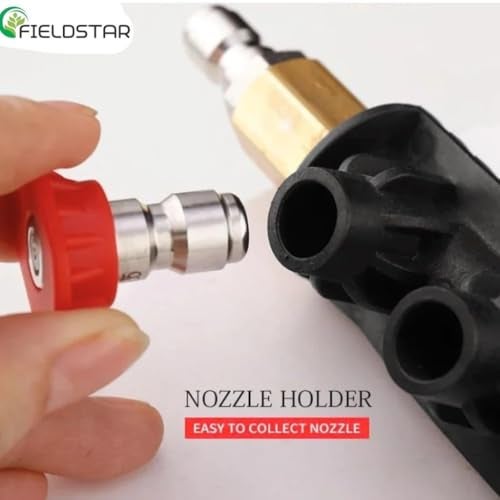 Fieldstar Pressure Washer Gun with Transparent Foam Cannon | Car Wash Foam Gun with 1/4" Quick Connector | 1L Bottle & 5 Color Spray Nozzles - Image 4