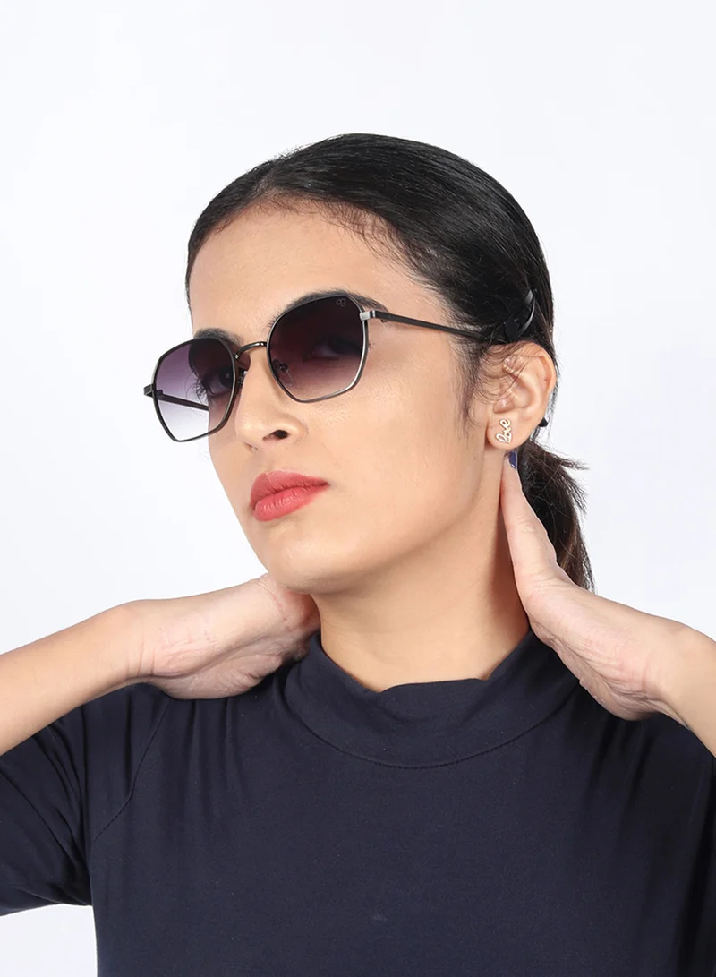 Woggles UV- Protected  Gradient Black Hexagonal Sunglasses