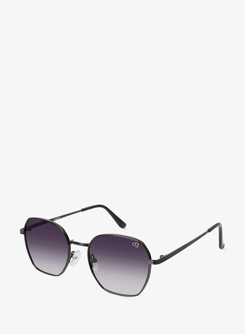 Woggles UV- Protected  Gradient Black Hexagonal Sunglasses