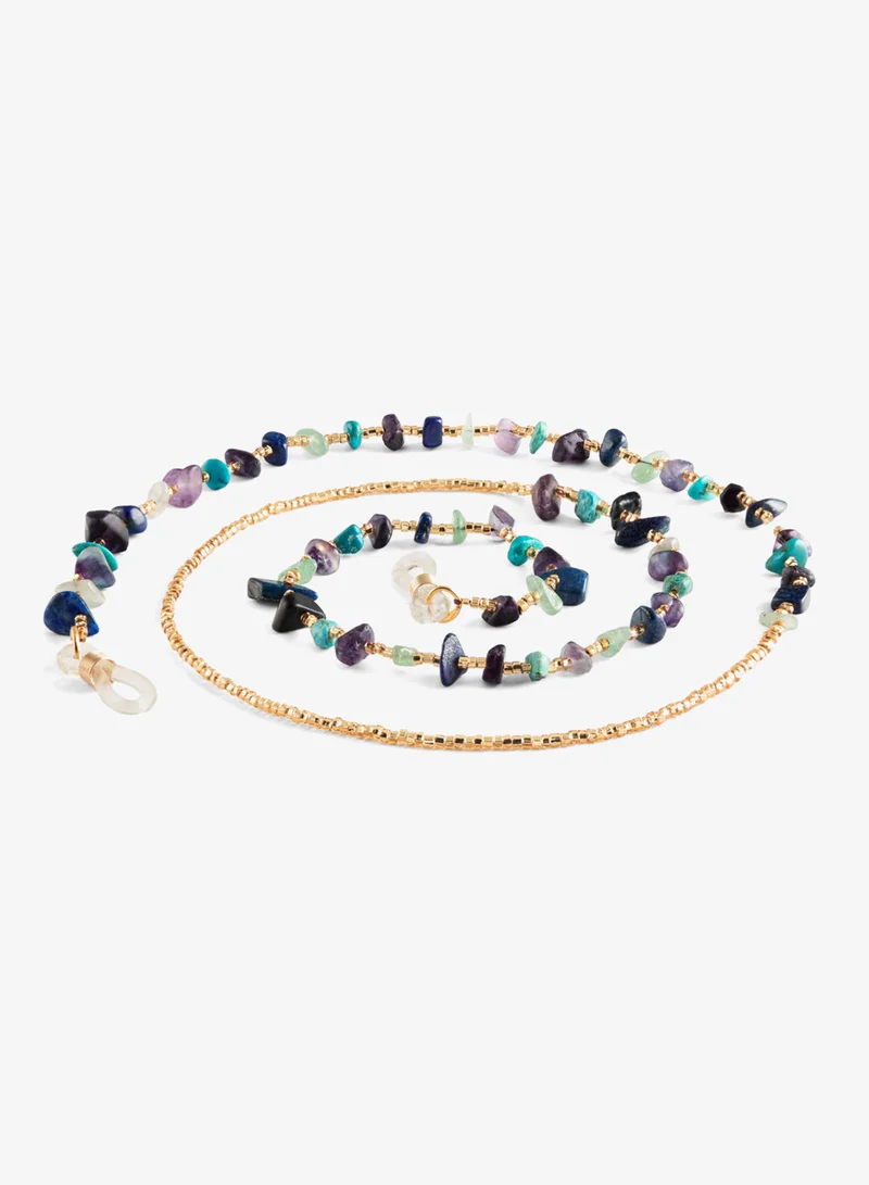 Minza  Minza “Broken Stone” Women’s Eyewear Chain, Natural Amethyst, Turquoise, Prehnite & Lapis Lazuli with Czech Beads, Handmade Colorful Glasses Chain for Sunglasses & Eyeglasses, Artistic Boho Accessory for Women | Best Price UAE
