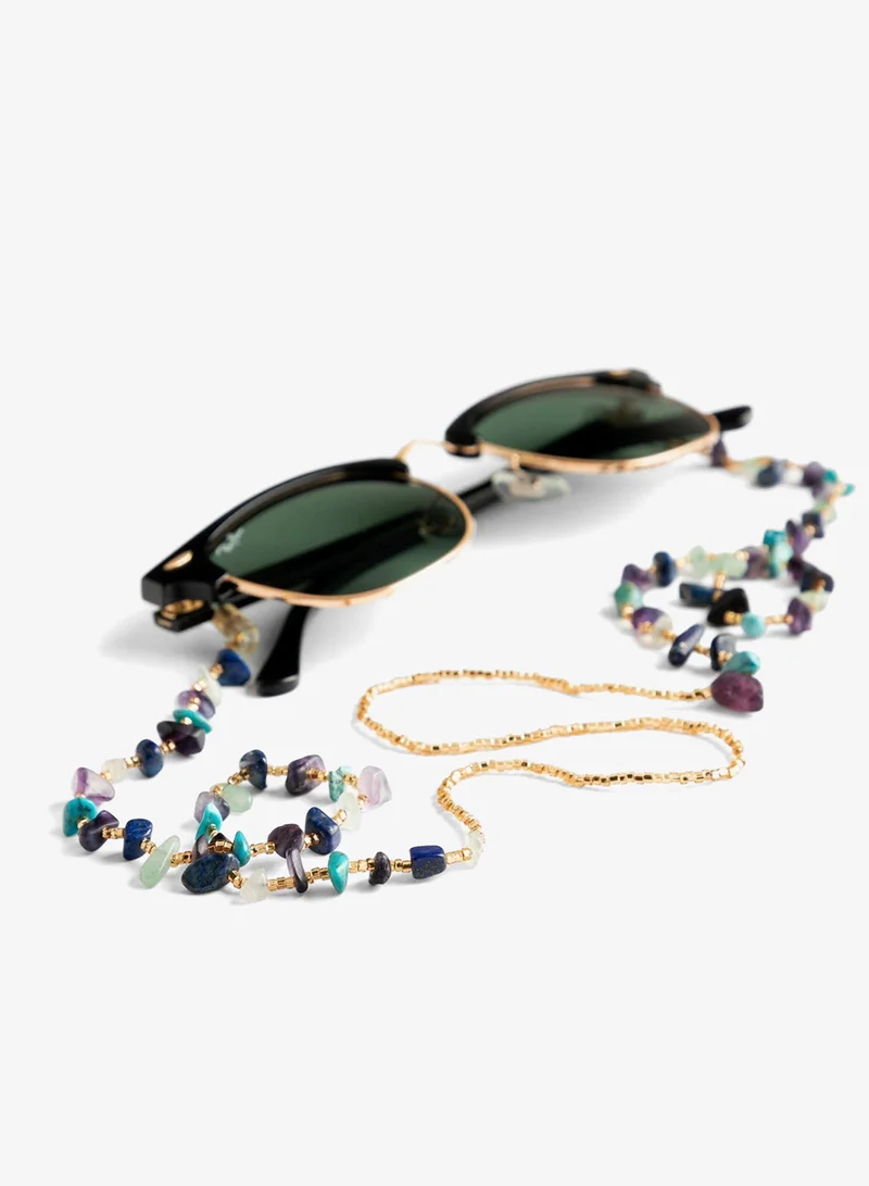Minza  Minza “Broken Stone” Women’s Eyewear Chain, Natural Amethyst, Turquoise, Prehnite & Lapis Lazuli with Czech Beads, Handmade Colorful Glasses Chain for Sunglasses & Eyeglasses, Artistic Boho Accessory for Women | Best Price UAE