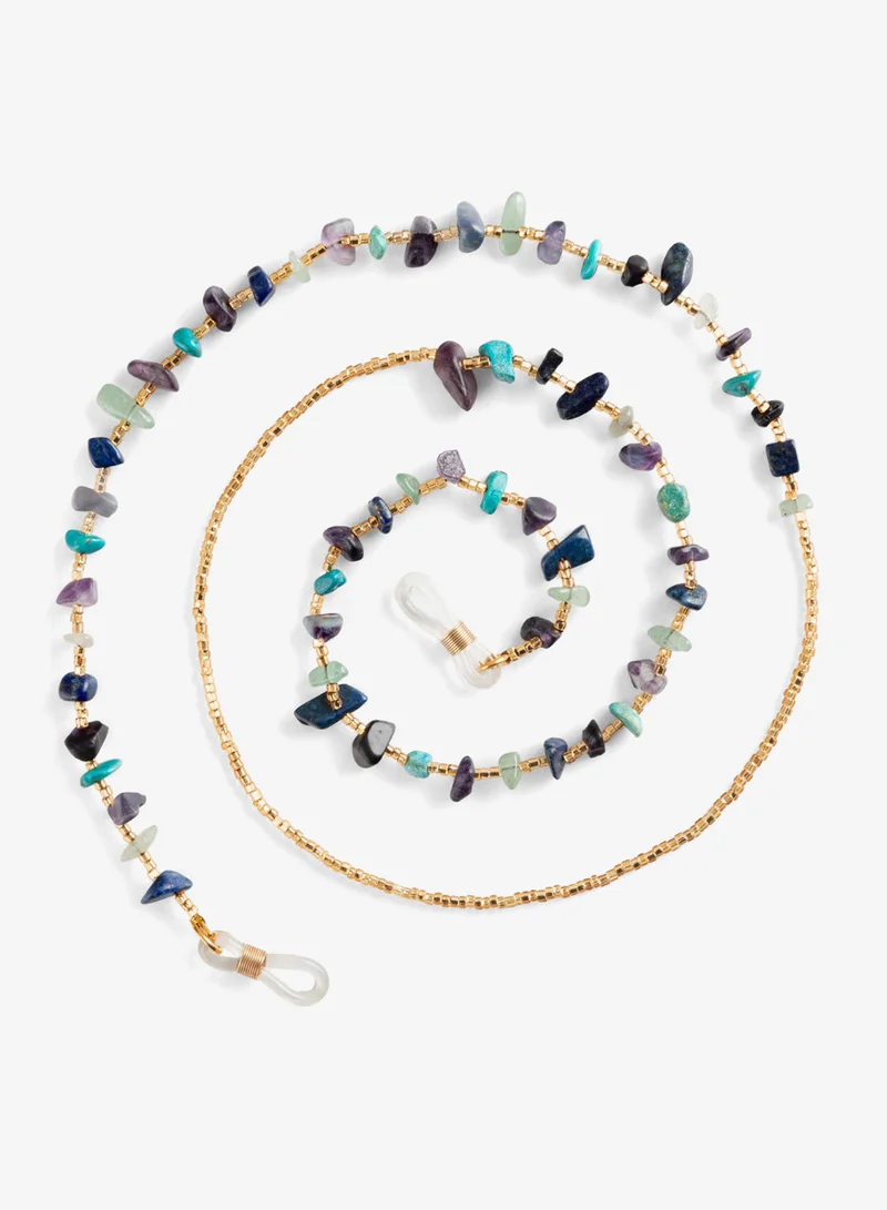 Minza  Minza “Broken Stone” Women’s Eyewear Chain, Natural Amethyst, Turquoise, Prehnite & Lapis Lazuli with Czech Beads, Handmade Colorful Glasses Chain for Sunglasses & Eyeglasses, Artistic Boho Accessory for Women | Best Price UAE
