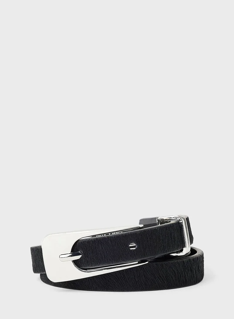 MANGO Slim Leather Belt