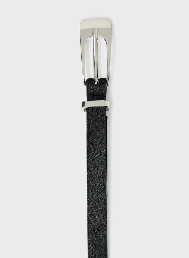 MANGO Slim Leather Belt