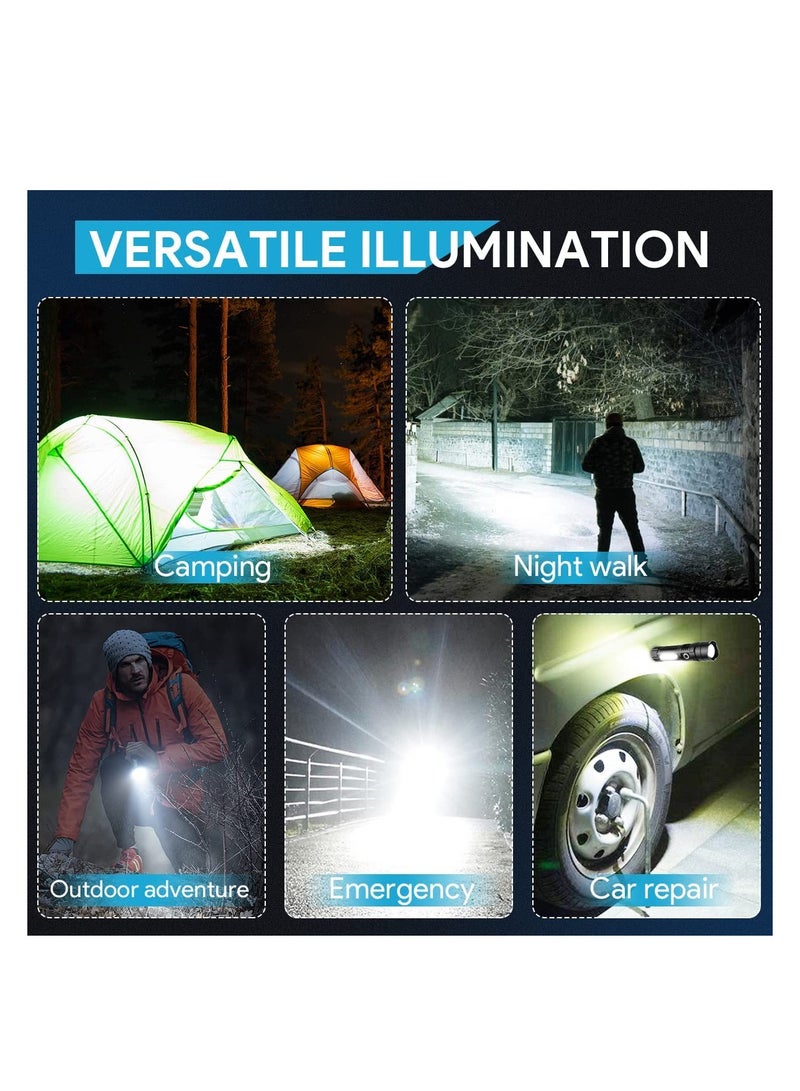 LED rechargeable flashlight 4500 high lumen, xhp70.2 super bright LED magnetic flashlight, with cob side lights, scalable, waterproof, 4 modes, powerful rechargeable tactical flashlight - Image 4