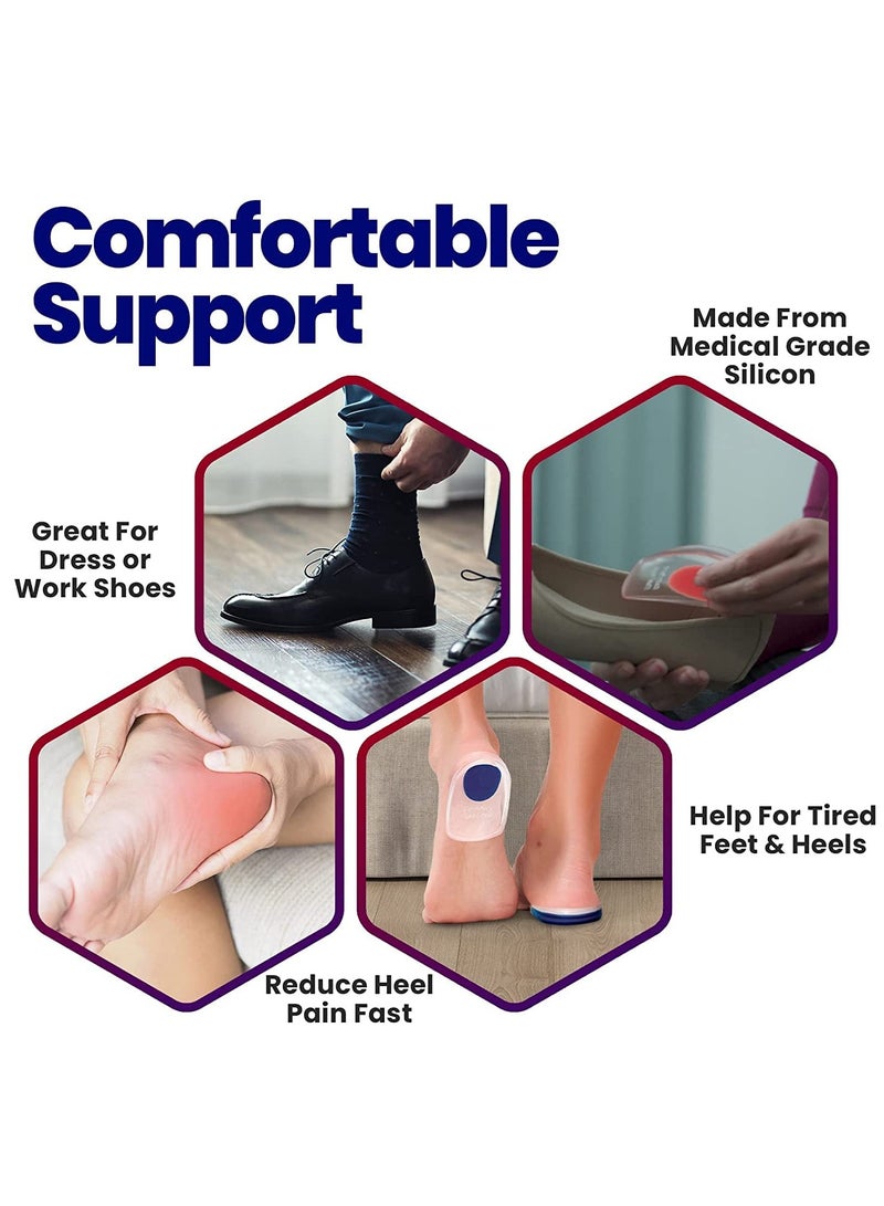KHAJUL Soft Silicone Increase Heel Support, Gel Heel Cups Plantar Fasciitis Inserts, Silicone Heel Cup Pads for Bone Spurs Pain, Relief Protectors (Clear/Pink) - Image 3