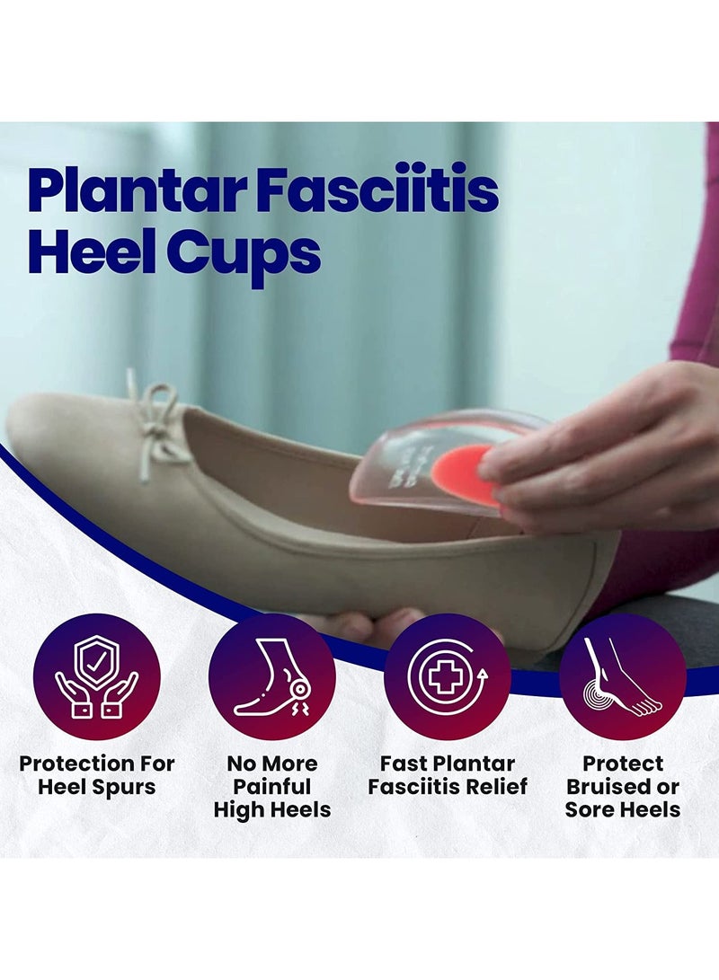 KHAJUL Soft Silicone Increase Heel Support, Gel Heel Cups Plantar Fasciitis Inserts, Silicone Heel Cup Pads for Bone Spurs Pain, Relief Protectors (Clear/Pink) - Image 4