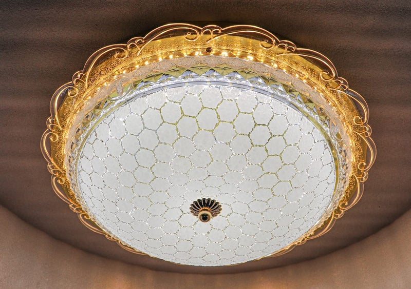 swanart Glass Chandelier Ceiling Round Light 16 Inch (Multicolor) (With Bluetooh System) (Design 1) - Image 1