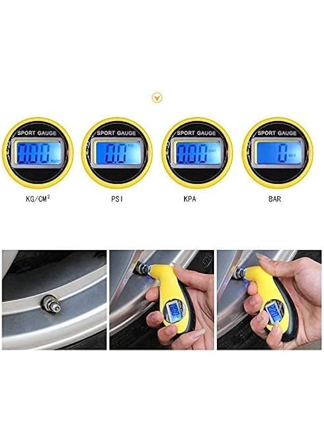 مقياس ضغط الهواء الرقمي للإطارات مع ضوء - Image 4