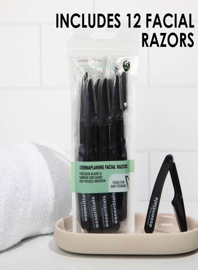 JAPONESQUE Essentials Dermaplaner Facial Hair Razors 12 Pack - Precision Blades for Peach Fuzz Removal, and Eyebrow Shaping for Men & Women - Image 2