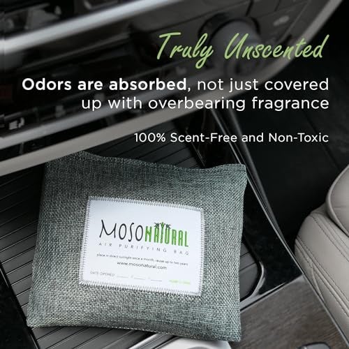 MOSO NATURAL معطر هواء السيارة الطبيعي من ماسو | ماص للرائحة من الفحم البامبو يدوم طويلاً | مزيل رائحة غير سام للسيارات | حقيبة تنقية الهواء خالية من الروائح - Image 3