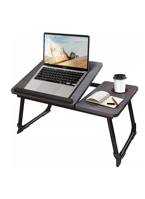 Laptop Bed Tray Desk, Adjustable Folding Laptop Bed Table, Portable Standing Desk, Foldable Lap Tablet Desk with Cup Holder for Bed Couch Sofa Floor, Working, Writing