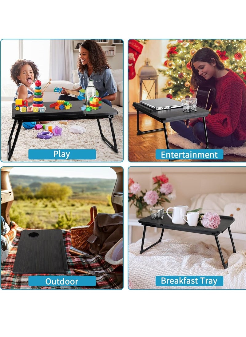 Laptop Bed Tray Desk, Adjustable Folding Laptop Bed Table, Portable Standing Desk, Foldable Lap Tablet Desk with Cup Holder for Bed Couch Sofa Floor, Working, Writing