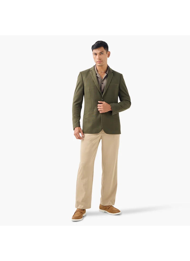 ايكونيك Iconic Textured Blazer with Button Closure and Front Pocket