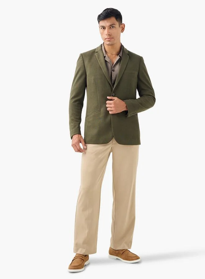 Iconic Iconic Textured Blazer with Button Closure and Front Pocket