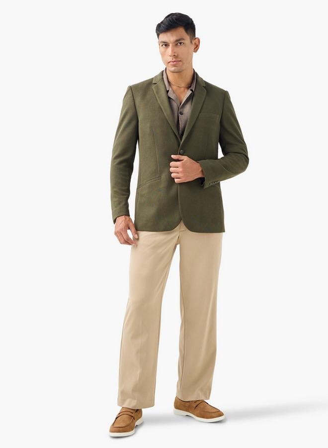 ايكونيك بليزر أنيق بنقشة بارزة وإغلاق بأزرار وجيب أمامي - Image 2