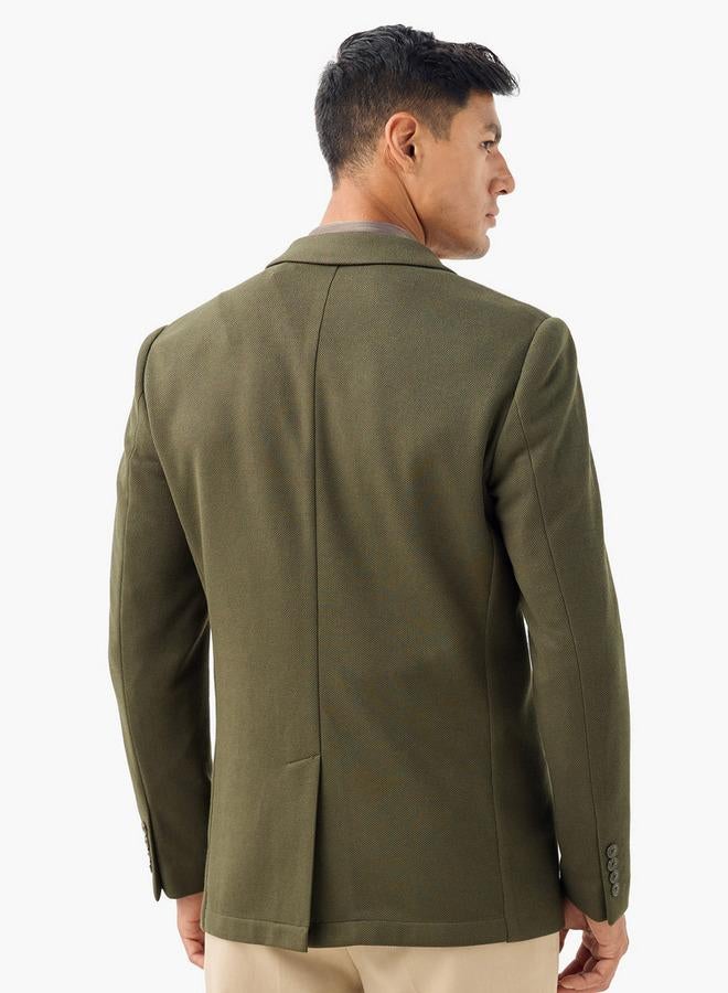 ايكونيك بليزر أنيق بنقشة بارزة وإغلاق بأزرار وجيب أمامي - Image 3