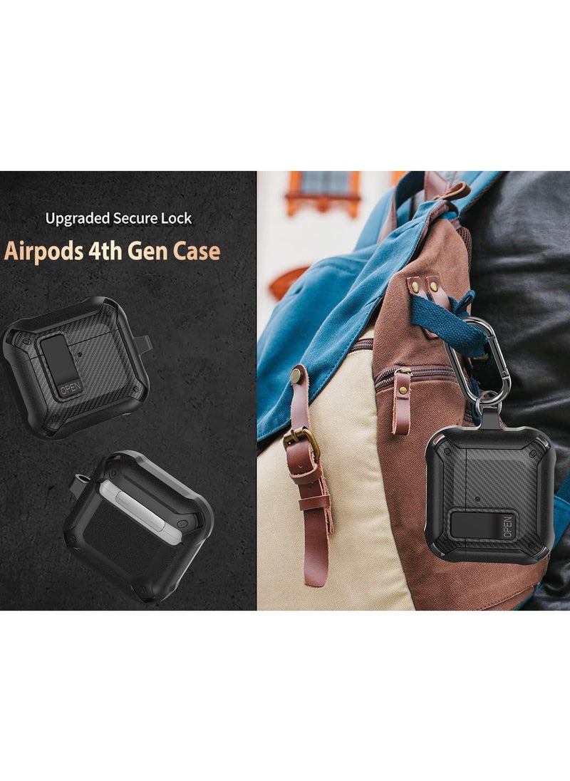 أنيوغرو - غطاء حافظة Airpods 4 مع مجموعة أدوات التنظيف، مادة الكمبيوتر الشخصي مع قفل آمن وغطاء متين لسماعات Airpods الجيل الرابع 2024 غطاء أمامي LED مرئي أسود - Image 1