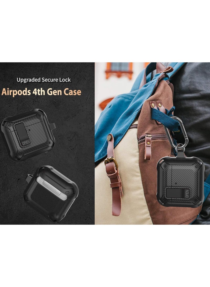 أنيوغرو غطاء حقيبة Airpods 4 مع مجموعة تنظيف، مادة PC مع قفل آمن غطاء متين لحقيبة Airpods الجيل الرابع 2024 LED أمامي مرئي أسود - Image 5