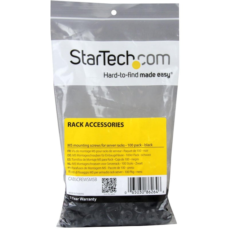 StarTech.com براغي M5 × 12 مم - عبوة 100 قطعة، أسود - براغي تثبيت M5 لرف الخادم والخزانة (CABSCREWSM5B) - Image 2