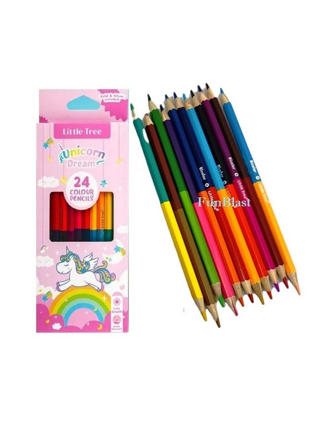 FunBlast Colour Pencil Set For Kids Double Sided 12 Pcs Colouring Pencils,Pencil Color For Artist,Beginners&Stationary Gift For Kids,Drawing Colours For Kids (24 Shades),Multicolor - Image 1