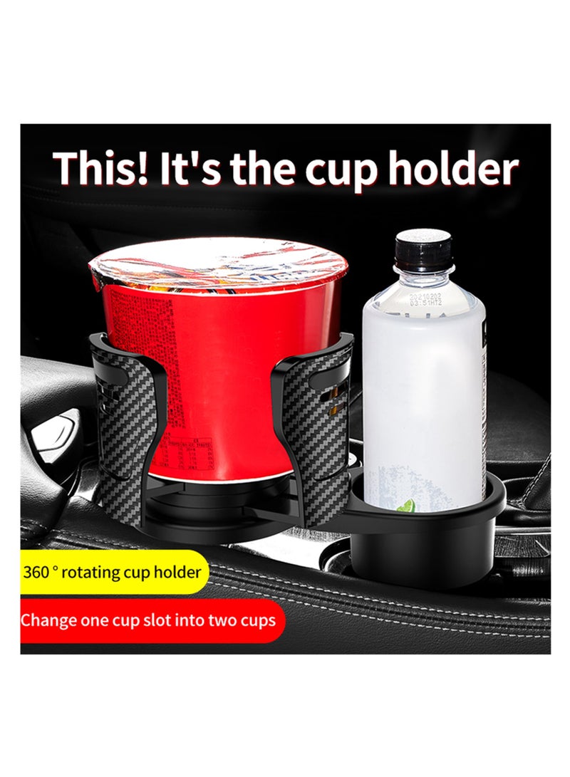 نوفولان محول توسيع حامل أكواب السيارة، حامل أكواب مياه مثبت في السيارة، حامل أكواب عالمي للسيارة، حامل مشروبات متعدد الوظائف 2 في 1 للسيارة مع قاعدة قابلة للتعديل تدور 360 درجة - Image 2