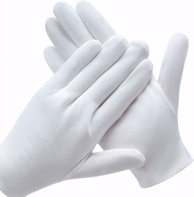BRUSH HOUSE White Universal Disposable Cotton Hand Gloves Pack of 100 Hand Protection Gloves Cotton Gloves for Industrial Use Cleaning Gloves Food Handling Gloves Protective Gloves Work Gloves Safety Gloves - Image 2